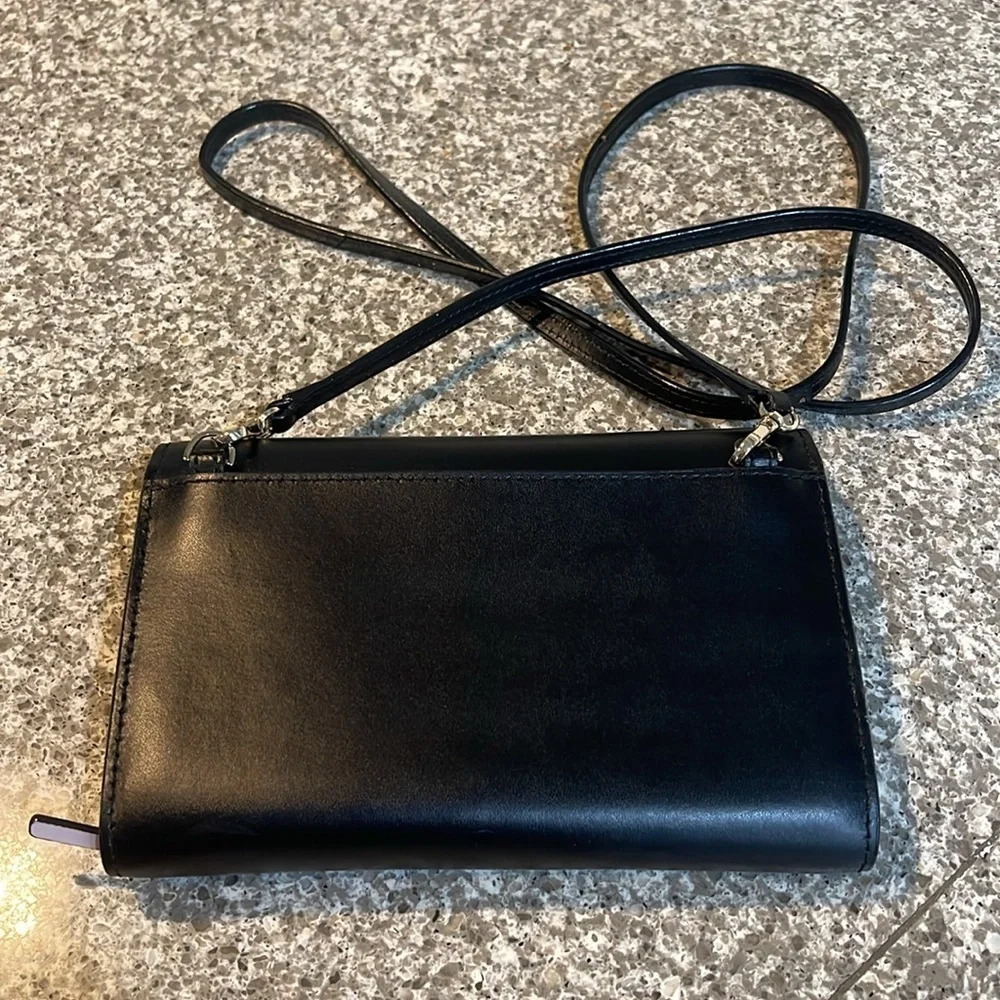 Kate Spade Morgan Flap Black Leather Crossbody Wallet Bag